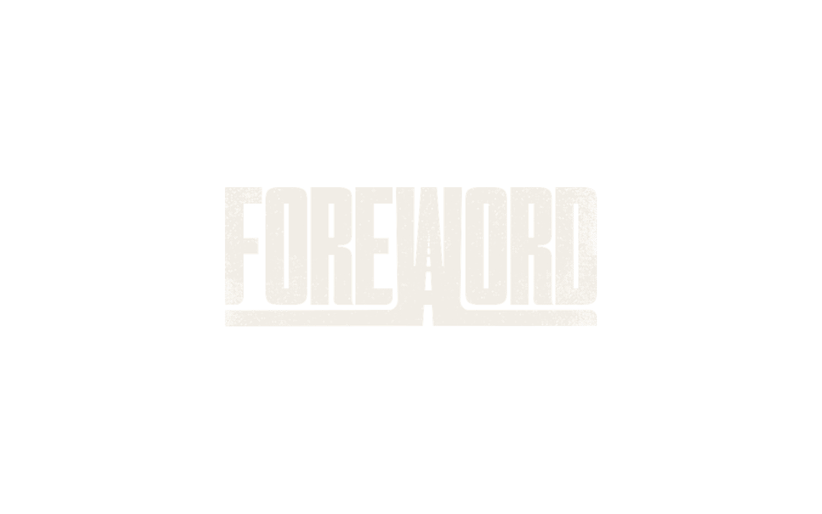 Concept One: the Foreword wordmark with a road running through the W and into a baseline