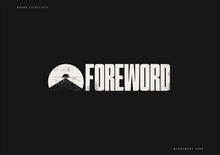 Guidelines page: the semicircle logo on Foreword Black