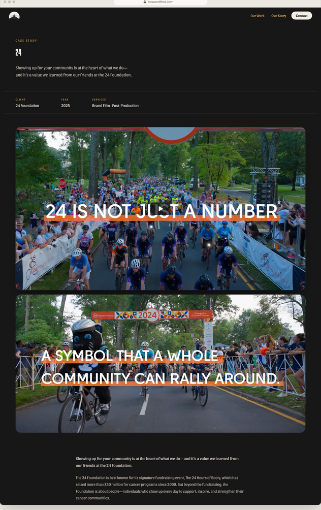 Foreword Films project page: the 24 Foundation charity ride